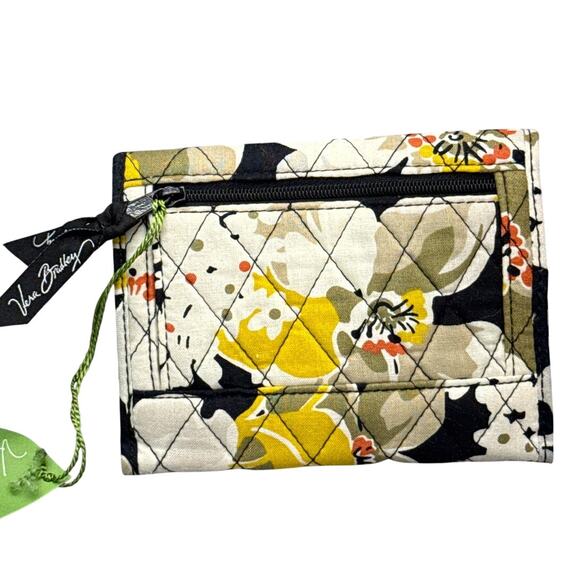 Vera Bradley Dogwood Black Yellow Floral Pattern Euro Wallet New With Tags - Picture 4 of 6